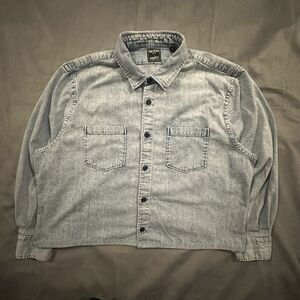 Todd Snyder Albiate Denim Chambray Shirt Mens 2XL Portugal Cropped Button Front